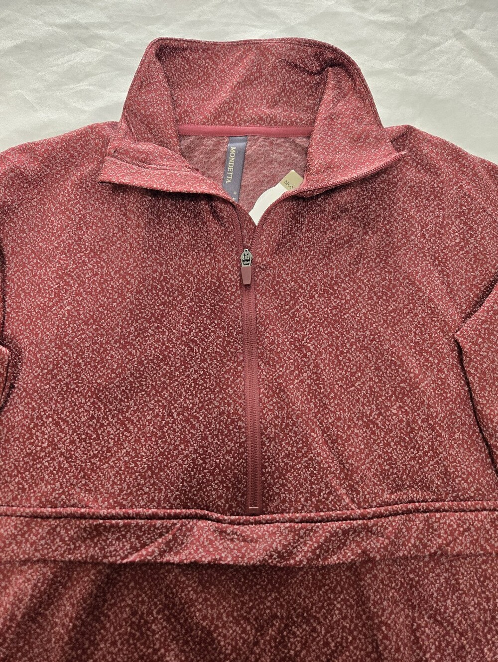 Mondetta Women’s Quarter Zip Pullover Top Small Fleece Burgundy Activewear NWT - Picture 7 of 11